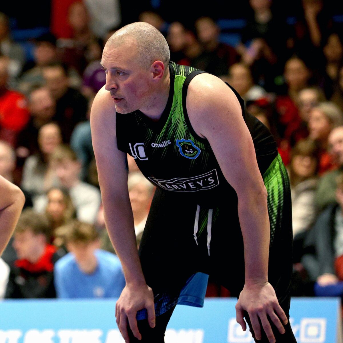 Kieran Donaghy of Tralee Warriors left it all on the basketball court against Ballincollig in the Irish Cup.