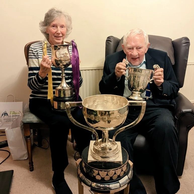 My Ma and Dad with a few of the trophies won by Kilmacud Crokes in the 2022 season. The GAA club has been extraordinarily kind and supportive of my folks.